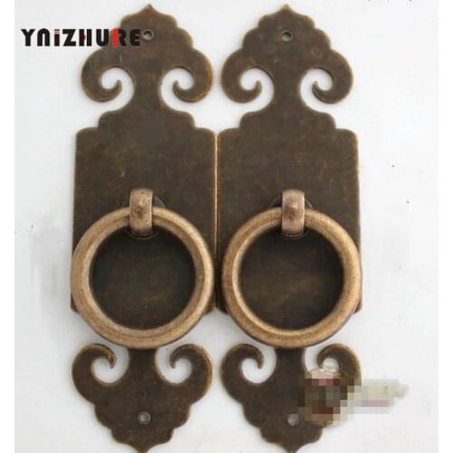 2pcs 100mm Chinese Antique Bronze CopperDoor Handle Door Straight Flat