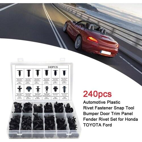 240pcs Automotive Plastic Rivet Fastener Snap Tool Bumper Door Trim Panel Fender Rivet Fastener Kit for Honda TOYOTA Ford