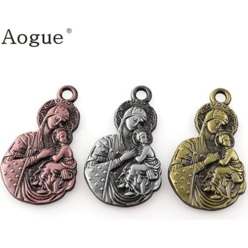 3 Colors Small Lady of Perpetual Help Medals Charms Pendants For Key chain Religious Figure Accessories