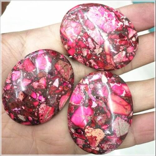 1PC Free Shipping Natural colorful jasperr stone Gem Stones oval shape Cabochon CABS No hole 30x40mm 35x45mmJewelry Making