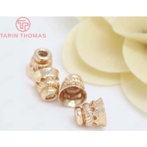 6PCS 9x10MM 24K Champagne Gold Color Plated Brass Beads Caps Tassel Caps High Quality Diy Jewelry Accessories