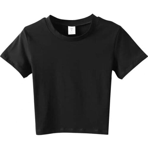 4 Colors Casual Crop Top Women T-shirt Summer Clothes O-neck Short Sleeve Cotton Plus Size Vintage Tee Shirt Femme Cropped Tops