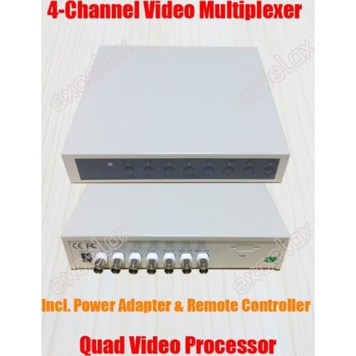 4 Channel BNC Quad Processor 4CH Video Splitter Multiplexor Color Quad Video Signal Multiplexer with Remote Controller PAL NTSC