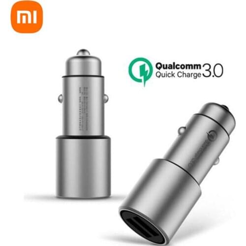 Xiao Mijia Car Charger QC 3.0 Dual USB Quick Charge Max 5V/3A mini Metal car charger adapter For Xiao mi iPhone Samsung Huawei