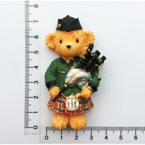 British creative travel souvenirs cute bagpipe plaid skirt bear magnetic refrigerator stickers