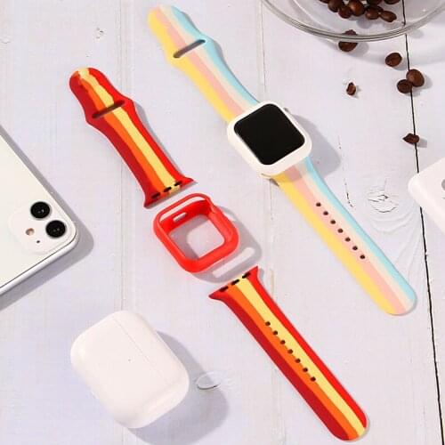 Case+strap For Apple Watch 6 SE 5 4 band 44mm 40mm iWatch BAND 42mm 38mm Sport watchband Slicone belt bracelet apple watch Strap