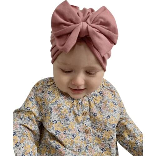 Baby Headband Hat Bowknot Print Turban Headband Toddler Kids Baby Boys Girls Solid Bow Knotted Hat Beanie Headwear Accessories