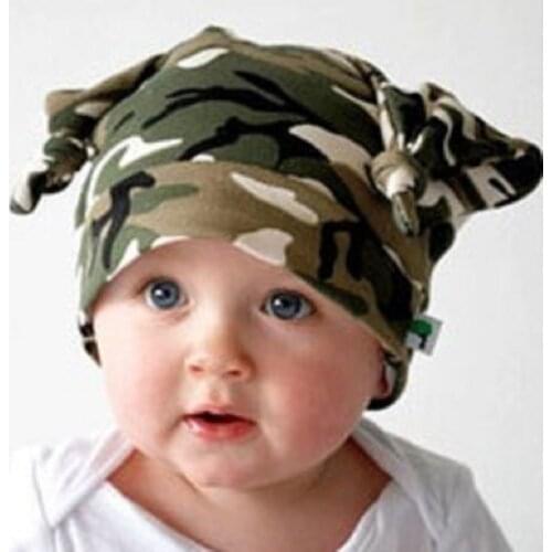 Camouflage Baby Hats Cotton Children Cap Camo Beanies Boys beret Hat Kids Horn Caps newborn Bucket Hat Bonet