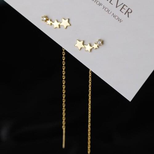 Gold Color Star Long Tassel Drop Earrings Silver Color 2021 Fashion Hanging Women Earrings Summer Jewelry Girls Party Gift