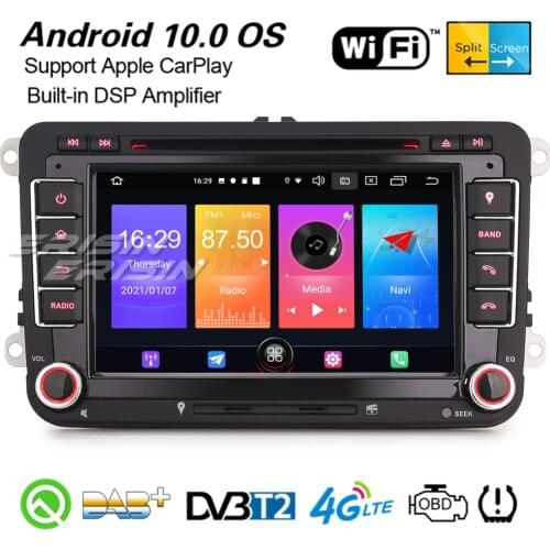 Erisin 2748 Android 10 Car Stereo DAB+ GPS DSP Carplay TPMS WiFi Navi For VW Passat Golf 5/6 Polo Touran Jetta Amarok Skoda SEAT