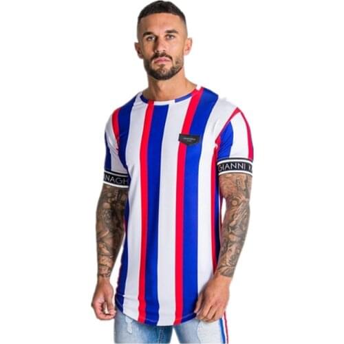 Casual Men T-shirt Stripe Summer Man Tshirt Fashion Tops Streetwear Male T-shirts Hip Hop Brand Clothing Mens Tee T Shirt Men
