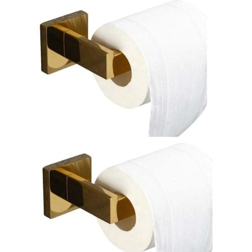 Leyden Wall Mounted 2pcs Toilet Paper Holder Set Toilet Accessories Gold 304 Stainless Steel Tissue Holder Bathroom Accessories