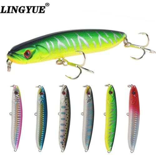 LINGYUE New Sinking Pencil Fishing Lure 90mm/18g Long Casting Stick 3D Eyes Artificial Bait Sea Bass Topwater Lures Peche
