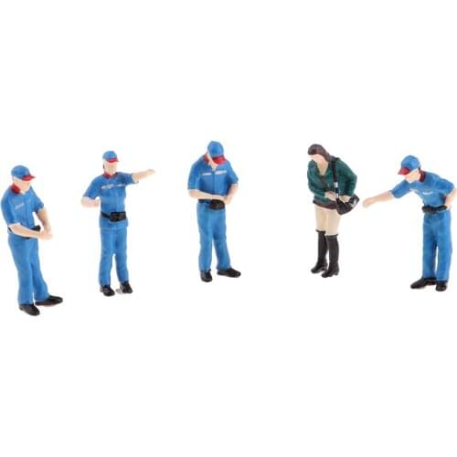 1/64 Scale Resin Miniature Doll 4 Repair Men with Suit And 1 Woman with Fashion