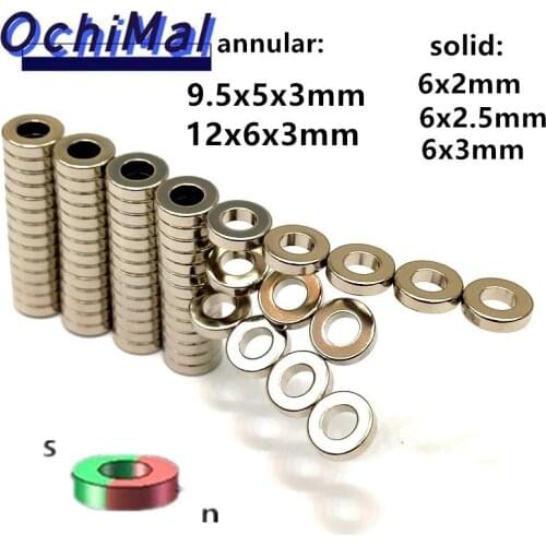 50PCS solid/hollow magnet encoder AS5048a AS5600 Gimbal motor strong magnetic ring standard 6X2.5/9.5X5X3/12X6X3mm/6x2/6x3 mm