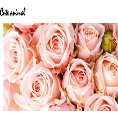 DIY Diamond Embroidery Pink Rose Mosaic Kit Cross Stitch 5D Diamond Painting Full Square Drill Rhinestones Flower Wall Stickers