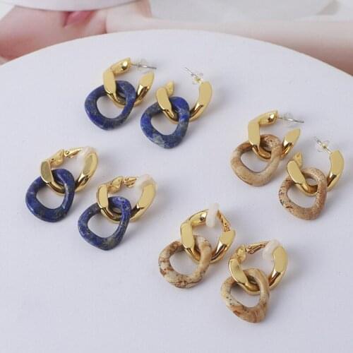 Natural stone link style Earrings clip fashion design gorgeous jewelry for women
