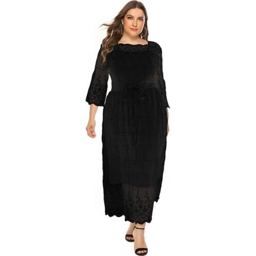 2021 Summer New Plus Size Womens Lace Dress With Big Swing Fairy Beach Seaside Holiday Long Skirt