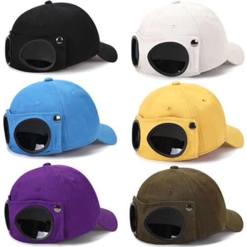 Adult Novelty Glasses Goggles Baseball 2 in 1 Harajuku Hip Hop Vintage Sunglasses Outdoor Sunscreen Peaked Hat