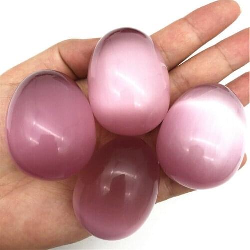 Wholesale 1PC Big Size Pink Cats Eye Stone Egg Shaped Specimen Gemstone Crystal Healing Reiki Natural Quartz Crystals
