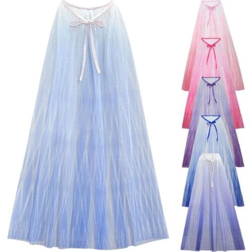 Frozen Anna Elsa Cosplay Dress Cloak Net Gauze Cloak Big Boy Long Cloak Strap Rope Net Gauze Dance Decoration Childrens cloak