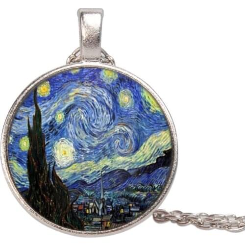 The Starry Night by Vincent Van Gogh 1889- Handmade Keepsake Pendant - Impressionism Glass art photo Pendant Necklace