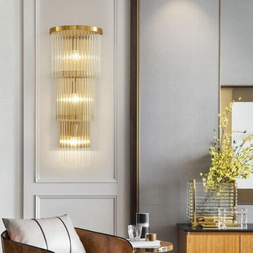 Postmodern crystal wall lamp gold wall sconce lights AC110V 220V fashion luxury lustre living room bedroom light fixtures