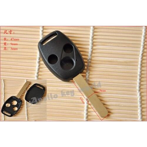 10PCS/LOT 3 BUTTONS BLANK REMOTE KEY SHELL FOR HONDA 8TH ACCORD FIT NEW MODELS CAR KEY CASE+ FREE SHIPPING