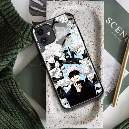 Satoru Gojo Collage Anime Glass Soft Silicone Phone Case FOR iPhone SE 6s 7 8 Plus X XR XS 11 12 Mini Pro Max Cover Shell