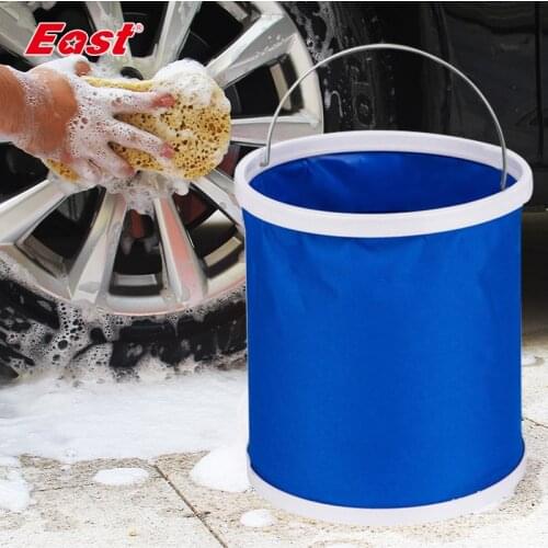 East Folding Bucket Portable Camping Fishing Folding Water Bucket in The Car Fishing Mop bucket Washing Cleaning Tools Blue