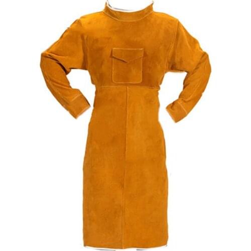 GTBL 85CM Welding Apron with Sleeves, Leather Welder Apron, Cowhide Leather and Refractory Welding with Adjustable Size