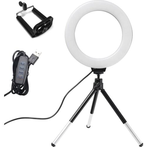 LED Desktop Ring Light USB Charge LED Selfie Ring Lights With Tripod Stand Dimmable Photography Ring lamp For YouTube Video Live