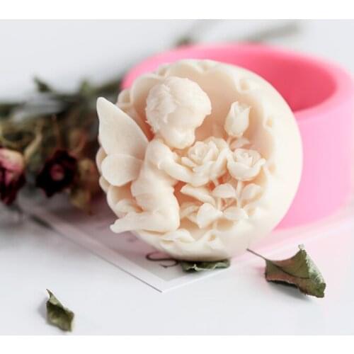Three-dimensional little angel handmade soap silicone mold, food grade soft silicone DIY cold soap mold, easy to demold