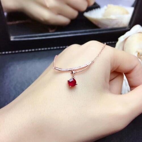 Shilovem Natural New Burning Pigeon Blood Ruby Gemstone pendants Women Real 925 Sterling Silver Fine new gift mz05058801agh