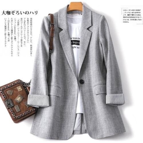 Women England Single Button Korean Office Lady Outerwear Female Casual Loose Side Split Blazers Jackets Clothes