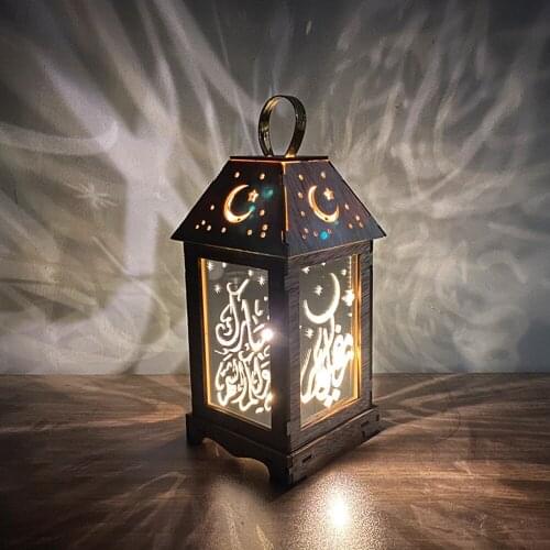 Golden LED Lantern Hang Lanterns Islam Eid Ramadan Light String Lights Holiday Decoration