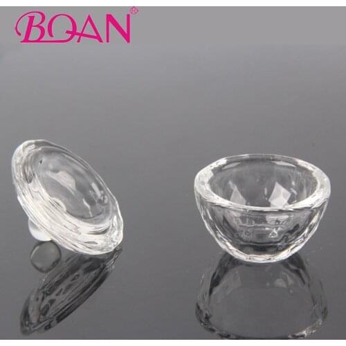 1PC Nail Art Acrylic Crystal Glass Dappen Dish Bowl Cup With Lid Liquid Glitter Powder Container Nail Art Tool