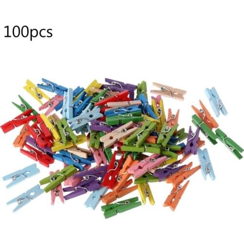 100Pcs/Set Mini DIY Wooden Clothes Photo Paper Pegs Clothespin Cards Craft Clips