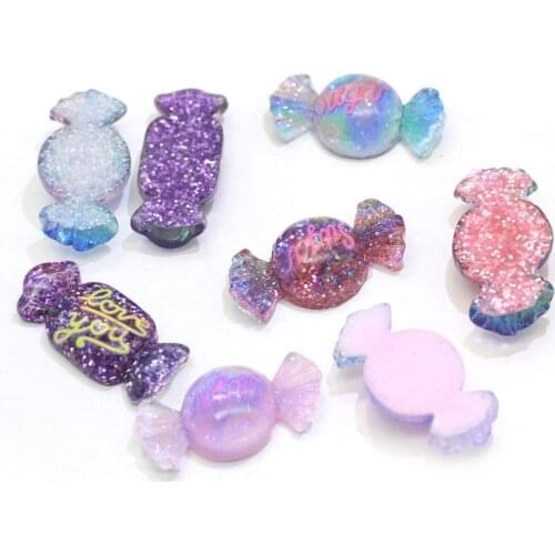 12Pcs Cute Resin Mini Mixed Candy Flat Back Cabochon Scrapbook Kawaii DIY Embellishments Accessories Color Random