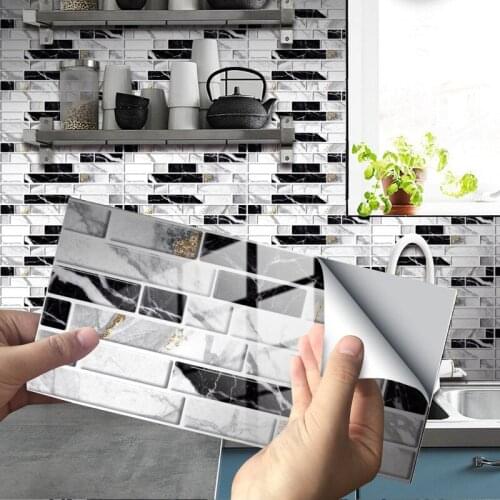 12pcs Waterproof Wall Paste Marble Crystal Tile Paste Kitchen Bathroom Self Paste Paper Home Decoration Floor Paste