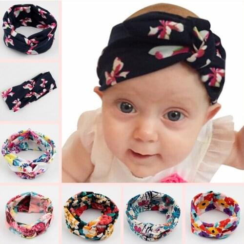 Yundfly 3pcs Newborn Headwear Girls Twist Knot Cotton Headband Children Print Flower Hair Bands Headwraps Kids Hair Accessories