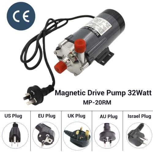 304 Stainless Steel Head Magnetic Pump 32Watt MP-20RM Homebrew Beer and Wine Pump High Temperature Resisting 140C