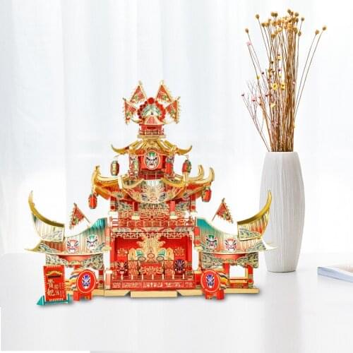 Piececool 3D Metal Puzzle Chinese Architecture ANCIENT THEATRICAL STAGE Assemble Model Kits Laser Cut Jigsaw Toys for Children