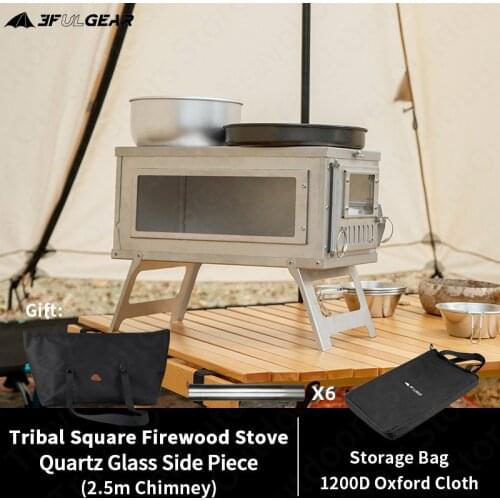 3F UL GEAR Outdoor Portable Folding Tent Stove Camping Picnics Multi function Square Firewood Stove 304 Stainless Steel Cookware