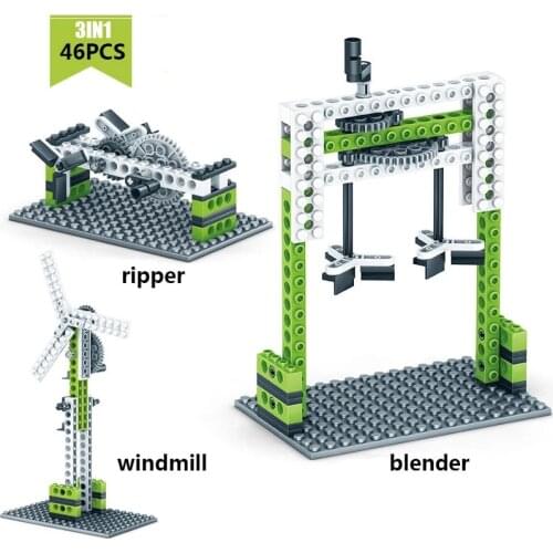 46pcs Kaizhi KY1000-2 A Variety of All-in-one Ferris Wheel Carousel Crane Teaching Parts Assembling Building Block Toys Gifts