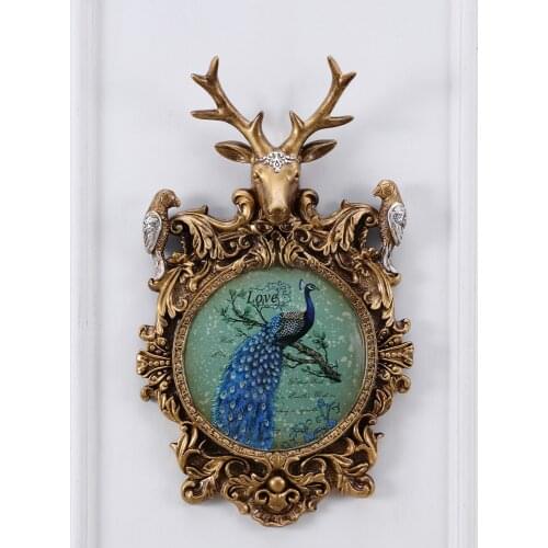 American Resin Deer Head Wall Mural Crafts Home Livingroom Background Wall Hanging Decoration Hotel Office Wall Sticker Pendant