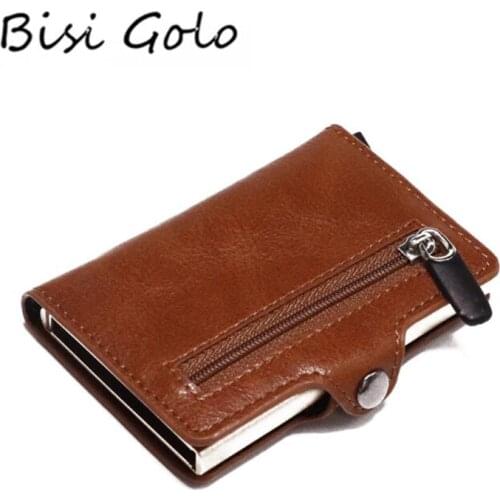 Bisi Goro 2021 Unisex Metal Blocking RFID Wallet New Business Credit Card Holder Slim Wallet ID Card Case Aluminium Mini Purse