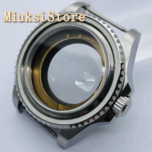 Bliger 43mm sterile case sapphire glass transparent back case fit ETA 2836 Miyota 82 serie, Mingzhu DG2813/3804 NH35 36 movement