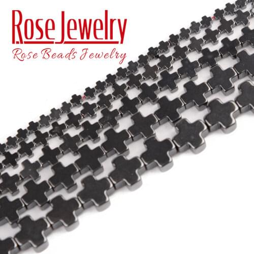 Natural Cross Black Hematite Stone Beads Loose Charm Beads For Jewelry Making DIY Bracelets Necklaces Accessories 4 6 8 10 12mm