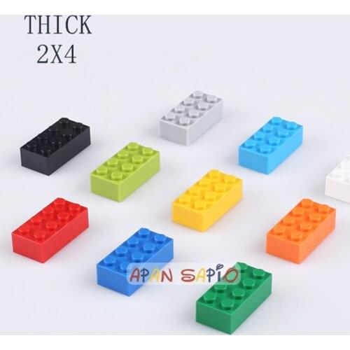 80PCS/lot DIY Building Blocks Thick 2x4Dots Educational Creative Bricks Compatible with lego bricks size kids Toys for Children